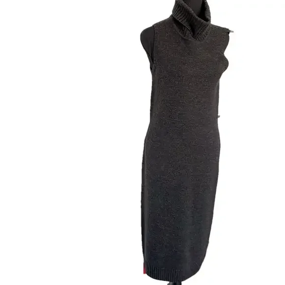 Lauren Ralph Lauren Maxi Dress Ribbed Turtle Neck Fitted Design Size M All Wool - Picture 5 of 16